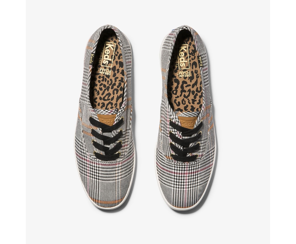 Womens Keds Sneakers - Champion Plaid - Black/Multicolor - 9038-POVCQ